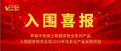 中安威士數(shù)據(jù)庫(kù)安全系列產(chǎn)品入圍國(guó)家稅務(wù)總局2019年信息化產(chǎn)品采購(gòu)項(xiàng)目